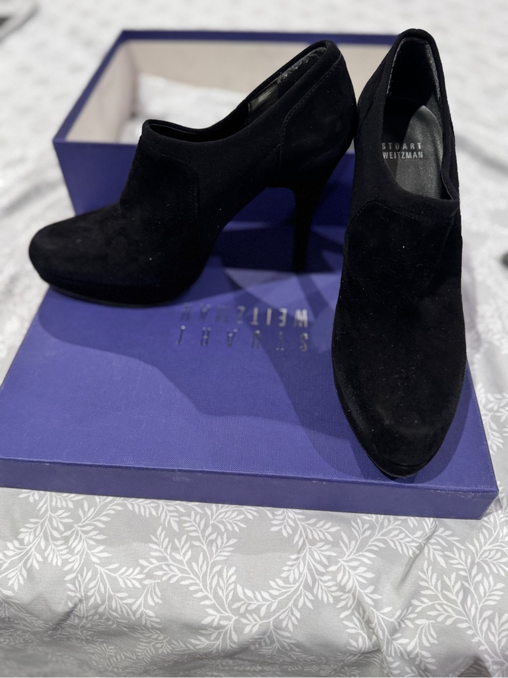 Stuart Weitzman Black Suede High Heel Booties